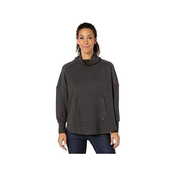 NWT New Womens M PrAna Cozy Up Poncho Charcoal Heather Dark Gray Pocket - Picture 1 of 10